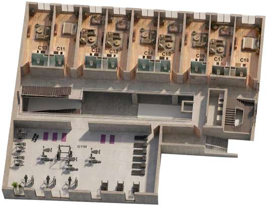 Block C floor model, entrance level