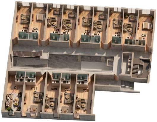 Block C floor model, upper level